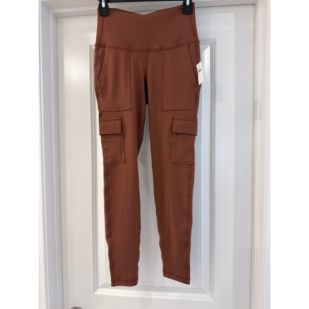 Old Navy Active Womens S Brown PowerPress High-Rise Go-Dry Cargo Leggings NWT